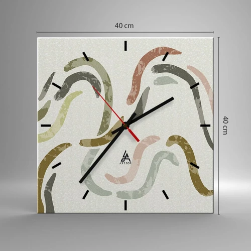 Reloj de pared - Reloj de vidrio - La alegre danza de la abstracción - 40x40 cm