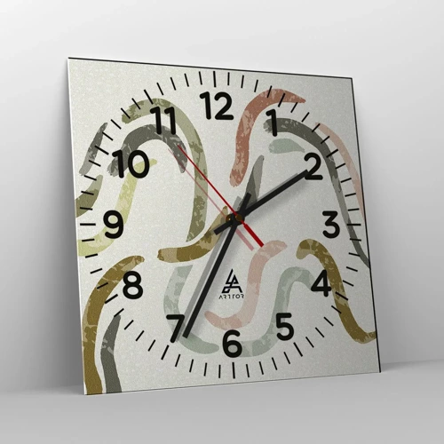 Reloj de pared - Reloj de vidrio - La alegre danza de la abstracción - 40x40 cm