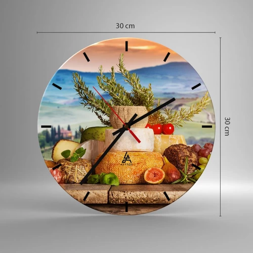 Reloj de pared - Reloj de vidrio - La alegría de vivir italiana - 30x30 cm