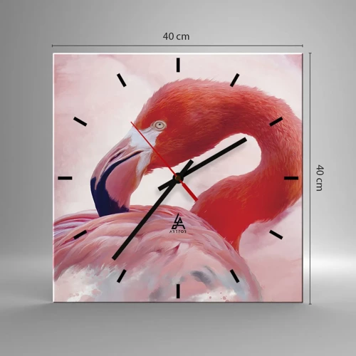 Reloj de pared - Reloj de vidrio - La belleza de las aves - 40x40 cm