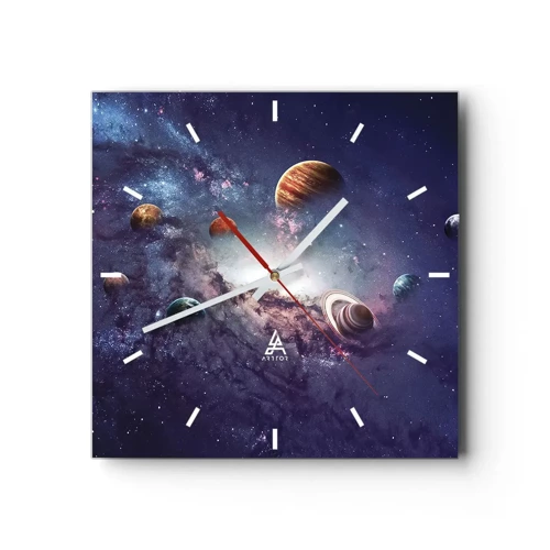 Reloj de pared - Reloj de vidrio - La danza alrededor del Sol - 30x30 cm