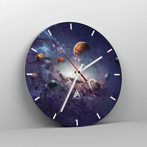 Reloj de pared - Reloj de vidrio - La danza alrededor del Sol - 30x30 cm