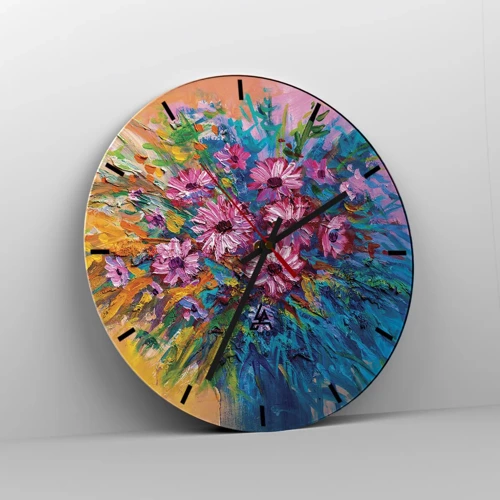 Reloj de pared - Reloj de vidrio - La energía de la vida - 30x30 cm