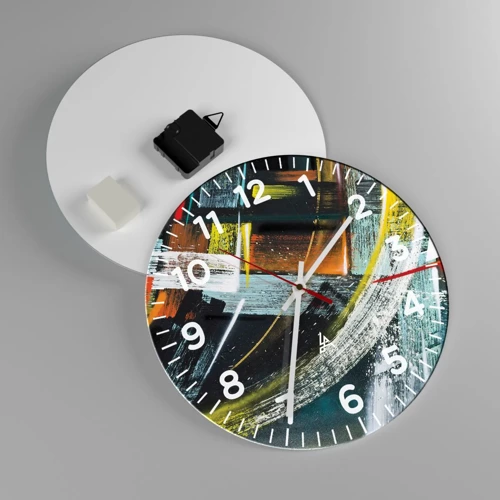 Reloj de pared - Reloj de vidrio - La energía del movimiento - 30x30 cm