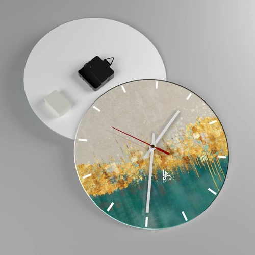 Reloj de pared - Reloj de vidrio - La frontera dorada - 30x30 cm