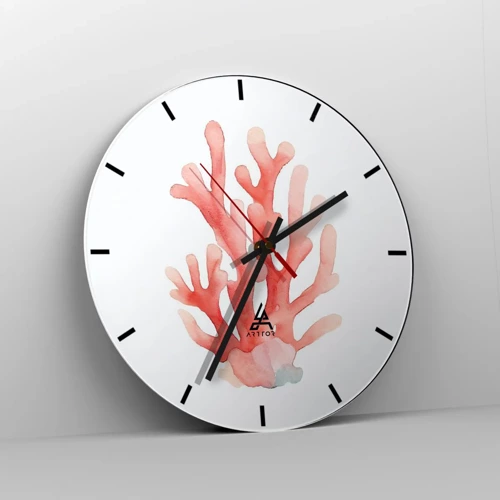 Reloj de pared - Reloj de vidrio - La hermosura del color coral - 30x30 cm