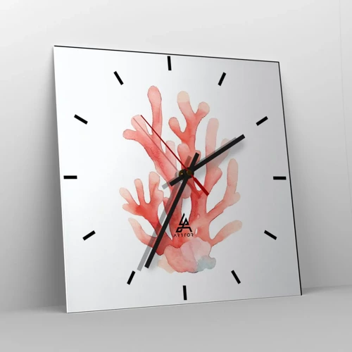 Reloj de pared - Reloj de vidrio - La hermosura del color coral - 40x40 cm