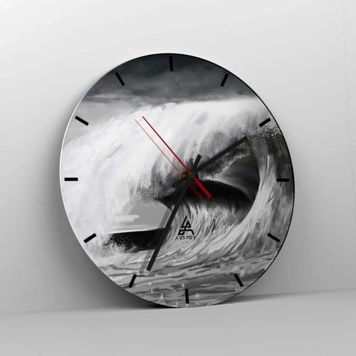 Reloj de pared - Reloj de vidrio - La ira del océano - 30x30 cm