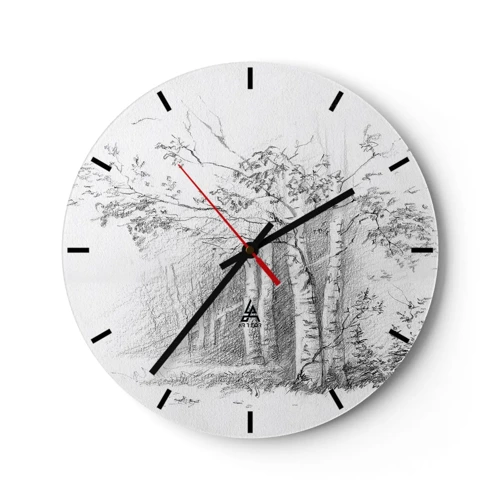 Reloj de pared - Reloj de vidrio - La luz de un bosque de abedules - 30x30 cm