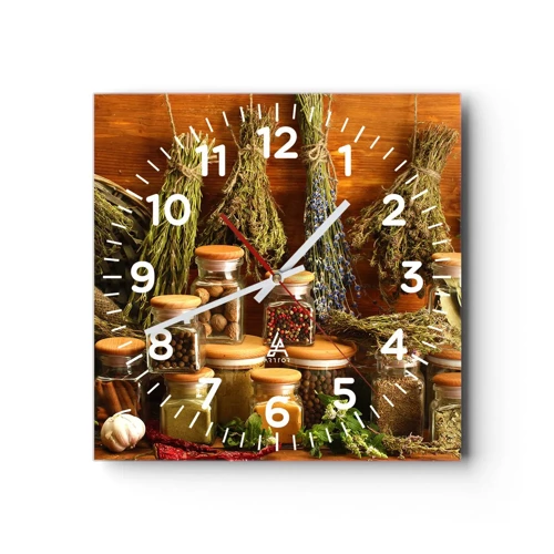 Reloj de pared - Reloj de vidrio - La magia de la cocina - 30x30 cm