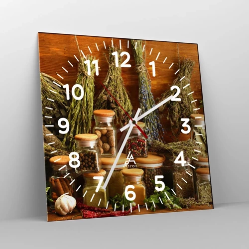 Reloj de pared - Reloj de vidrio - La magia de la cocina - 30x30 cm