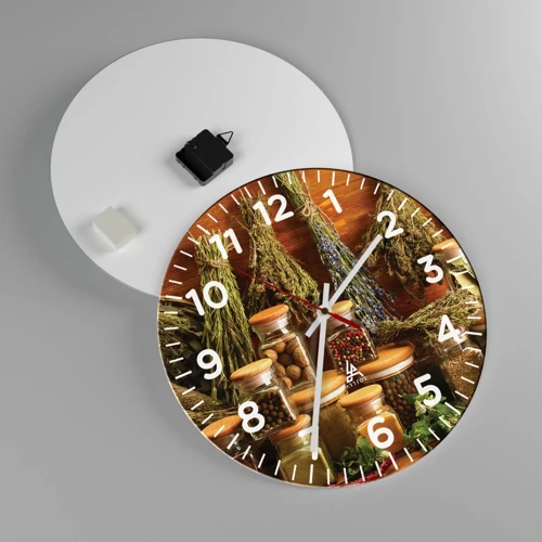 Reloj de pared - Reloj de vidrio - La magia de la cocina - 40x40 cm