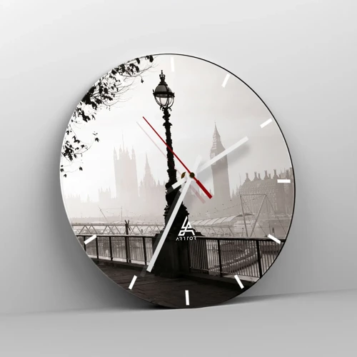 Reloj de pared - Reloj de vidrio - La mañana de Londres - 30x30 cm