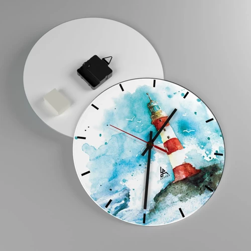 Reloj de pared - Reloj de vidrio - La unidad de los elementos - 30x30 cm