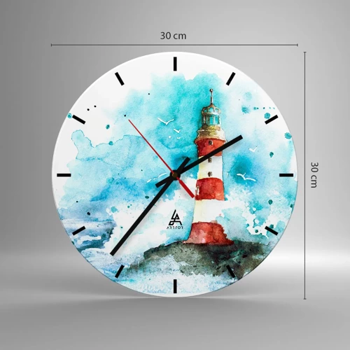 Reloj de pared - Reloj de vidrio - La unidad de los elementos - 30x30 cm