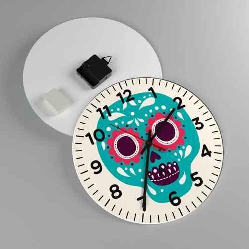 Reloj de pared - Reloj de vidrio - La vida: diversión hasta la muerte - 30x30 cm