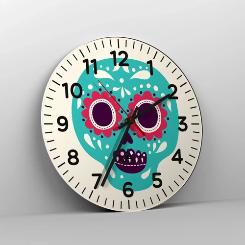 Reloj de pared - Reloj de vidrio - La vida: diversión hasta la muerte - 40x40 cm