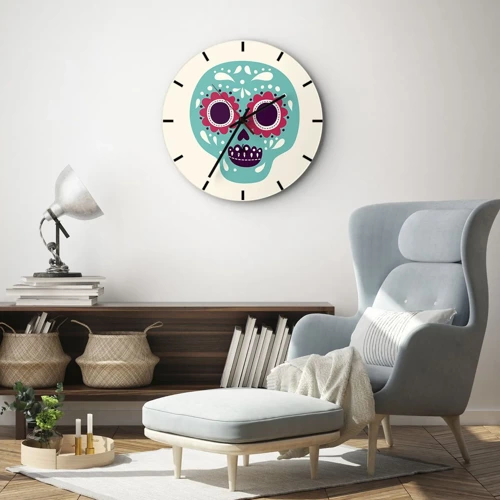 Reloj de pared - Reloj de vidrio - La vida: diversión hasta la muerte - 40x40 cm
