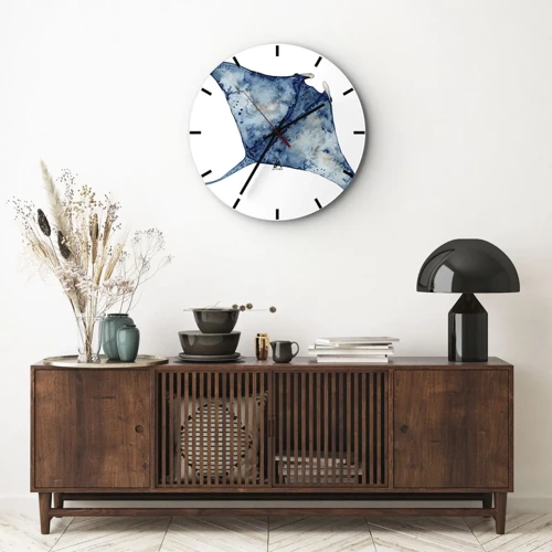 Reloj de pared - Reloj de vidrio - La vida en azul - 30x30 cm