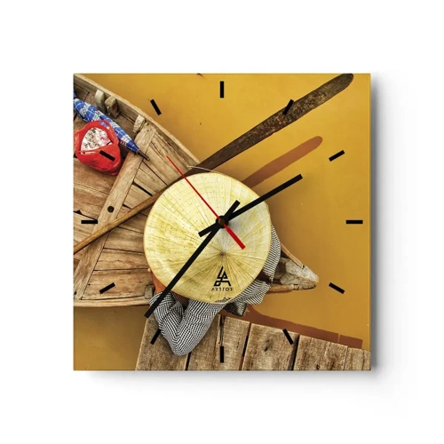 Reloj de pared - Reloj de vidrio - La vida en el río amarillo - 30x30 cm