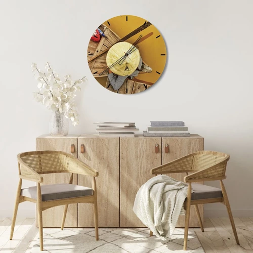 Reloj de pared - Reloj de vidrio - La vida en el río amarillo - 30x30 cm