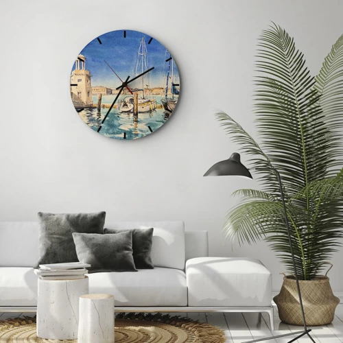 Reloj de pared - Reloj de vidrio - Laguna soleada - 30x30 cm