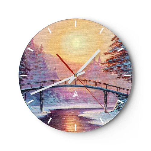 Reloj de pared - Reloj de vidrio - Las cuatro estaciones: el invierno - 30x30 cm