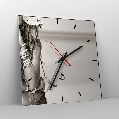 Reloj de pared - Reloj de vidrio - Libertad natural - 40x40 cm