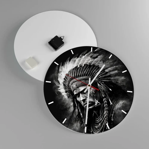 Reloj de pared - Reloj de vidrio - Líder y guerrero - 40x40 cm