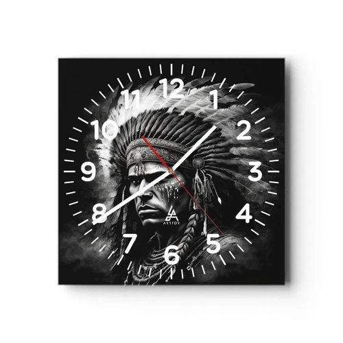 Reloj de pared - Reloj de vidrio - Líder y guerrero - 40x40 cm