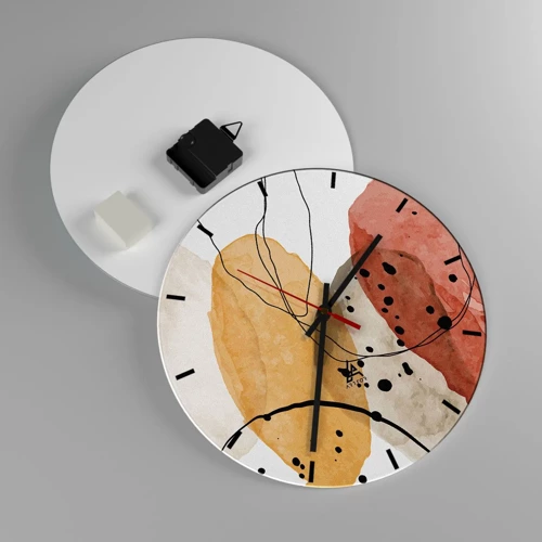 Reloj de pared - Reloj de vidrio - Líneas y transparencias - 30x30 cm