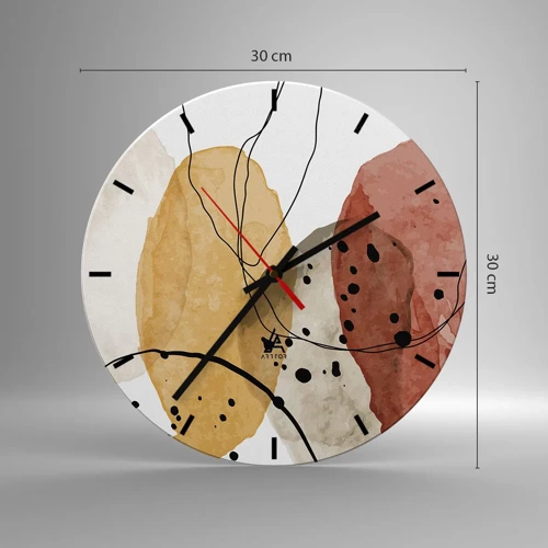 Reloj de pared - Reloj de vidrio - Líneas y transparencias - 30x30 cm