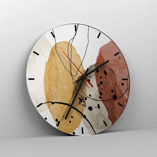 Reloj de pared - Reloj de vidrio - Líneas y transparencias - 30x30 cm