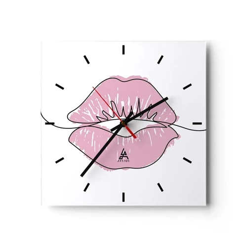 Reloj de pared - Reloj de vidrio - ¿Listo para un beso? - 30x30 cm