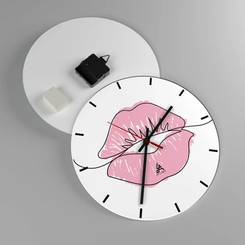 Reloj de pared - Reloj de vidrio - ¿Listo para un beso? - 30x30 cm