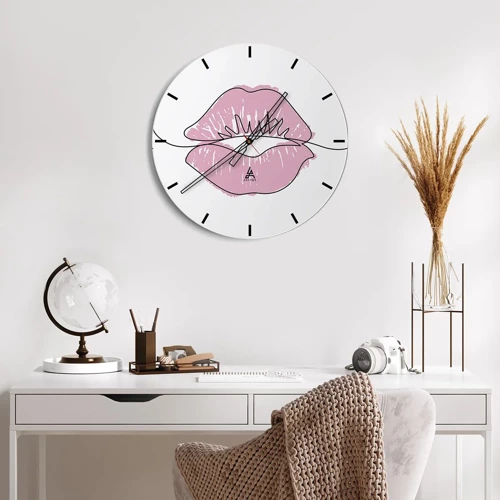 Reloj de pared - Reloj de vidrio - ¿Listo para un beso? - 30x30 cm