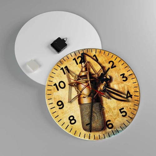 Reloj de pared - Reloj de vidrio - Los años dorados de la radio - 40x40 cm