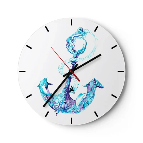 Reloj de pared - Reloj de vidrio - Los secretos del mar - 30x30 cm