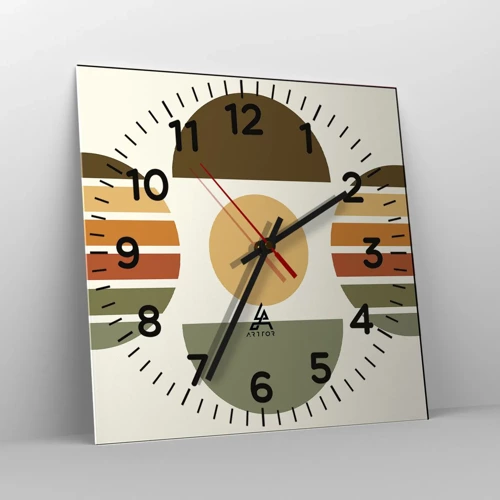 Reloj de pared - Reloj de vidrio - Los tonos de la tierra - 30x30 cm