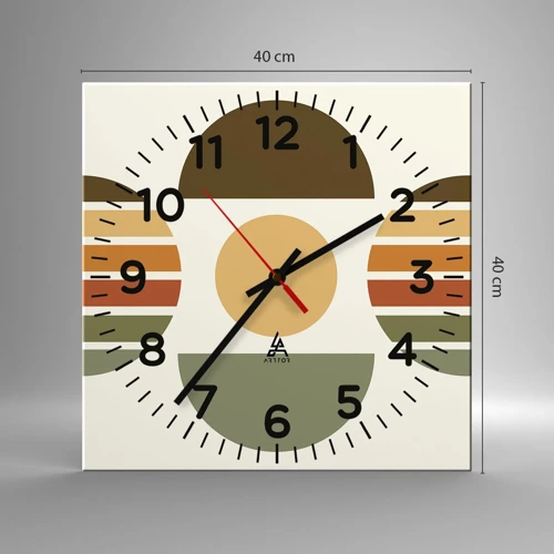 Reloj de pared - Reloj de vidrio - Los tonos de la tierra - 40x40 cm