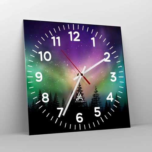 Reloj de pared - Reloj de vidrio - Magia blanca - 40x40 cm