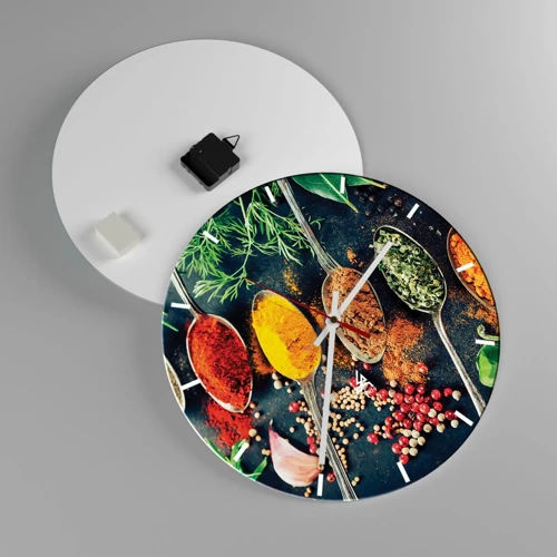 Reloj de pared - Reloj de vidrio - Magia culinaria - 40x40 cm