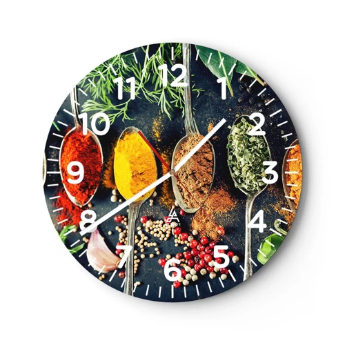 Reloj de pared - Reloj de vidrio - Magia culinaria - 40x40 cm