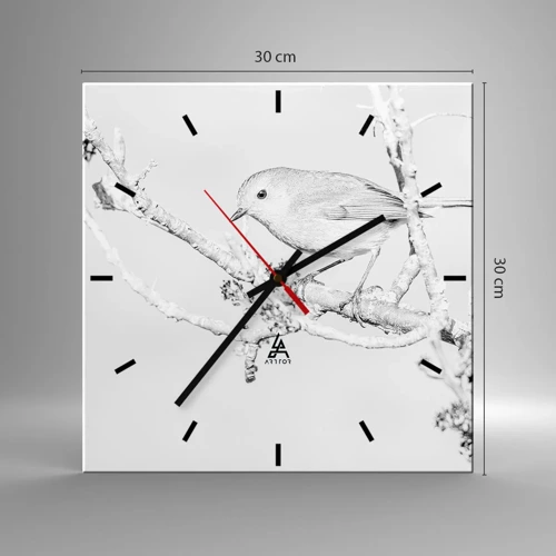 Reloj de pared - Reloj de vidrio - Mañana de invierno - 30x30 cm