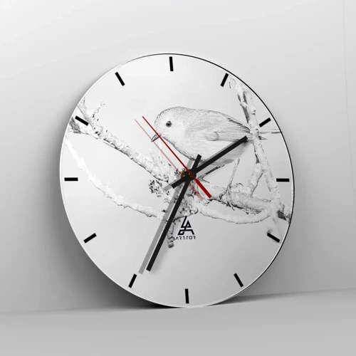 Reloj de pared - Reloj de vidrio - Mañana de invierno - 40x40 cm