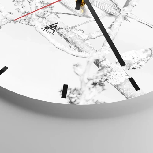 Reloj de pared - Reloj de vidrio - Mañana de invierno - 40x40 cm