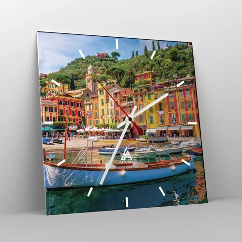 Reloj de pared - Reloj de vidrio - Mañanas italianas - 30x30 cm