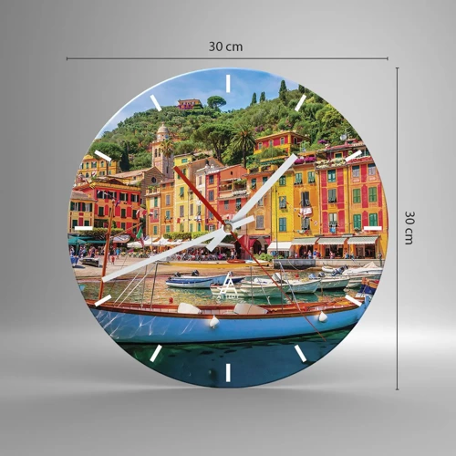 Reloj de pared - Reloj de vidrio - Mañanas italianas - 30x30 cm