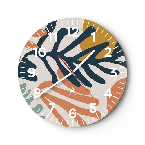 Reloj de pared - Reloj de vidrio - Mares de coral - 30x30 cm