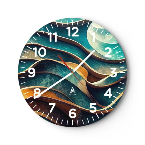 Reloj de pared - Reloj de vidrio - Meandros de azul - 40x40 cm